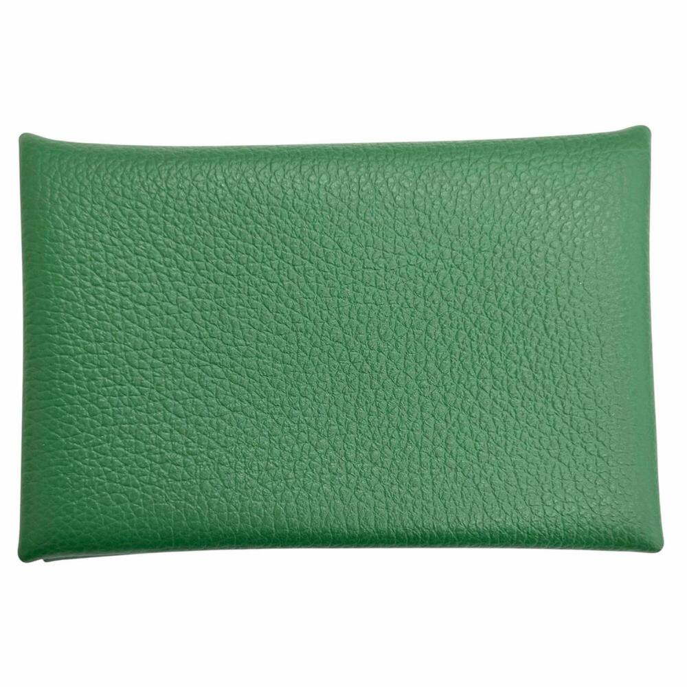 HERMES Calvi Veau Epsom Silver Hardware Business Card Holder/Card Case Green ... - Picture 1 of 9
